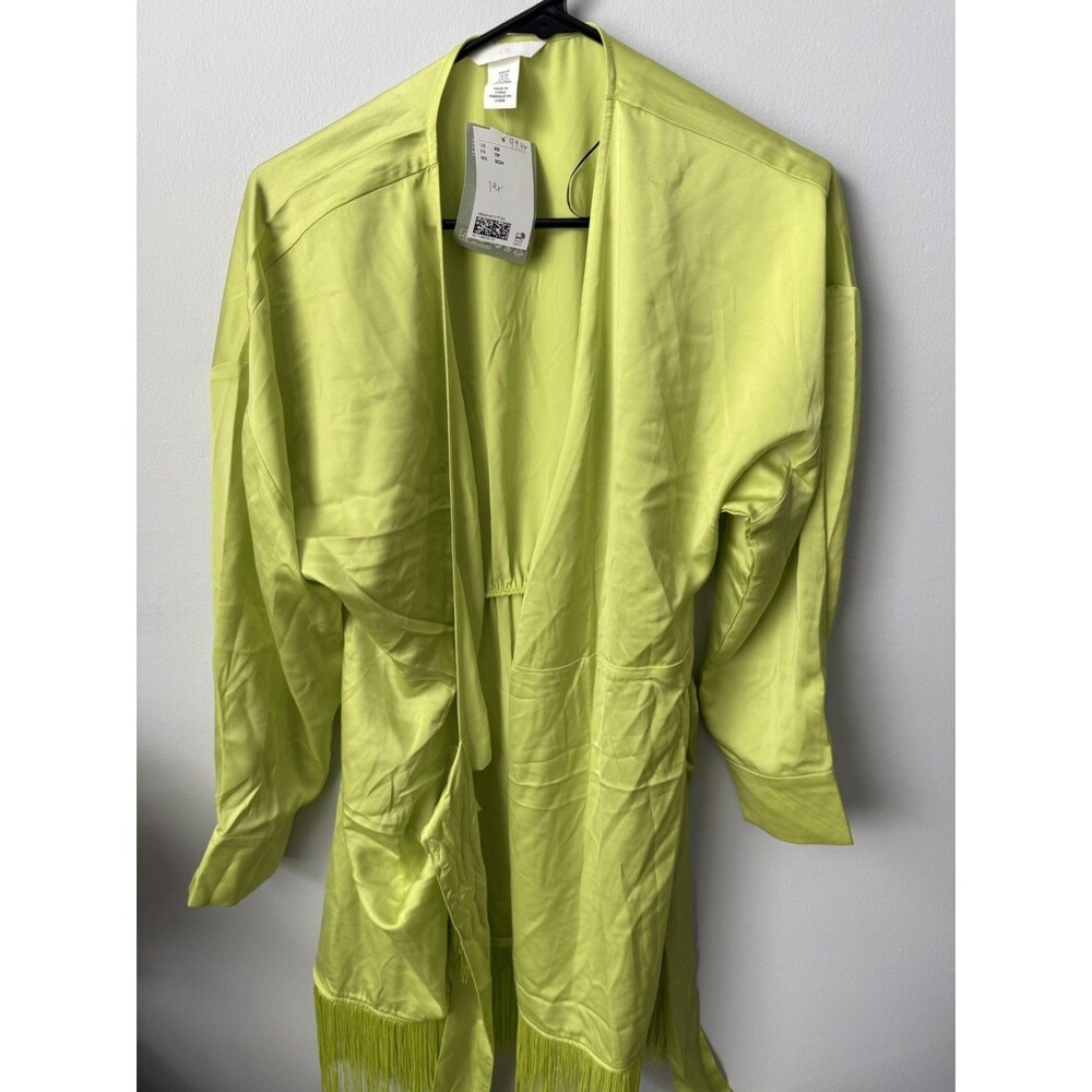 H&M Women’s Light Lime Green Satin Wrap Dress – New with Tags • Size: XS